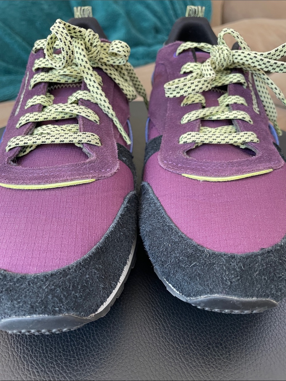 Reebok Purple Black Lime Classic Suede Nylon Retro Sneakers - Picture 4 of 10